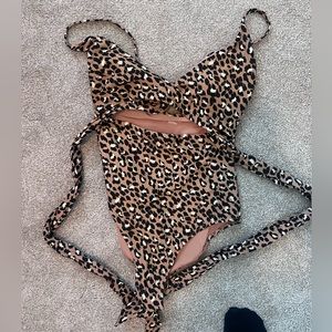 Leopard wrap one piece swimsuit. Brand new never worn